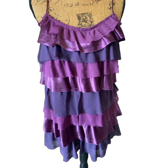 🍒 2/$20 🍒 Purple Multi-Layer Ruffled Tank Top in Varying Shades sz Large - Picture 1 of 6